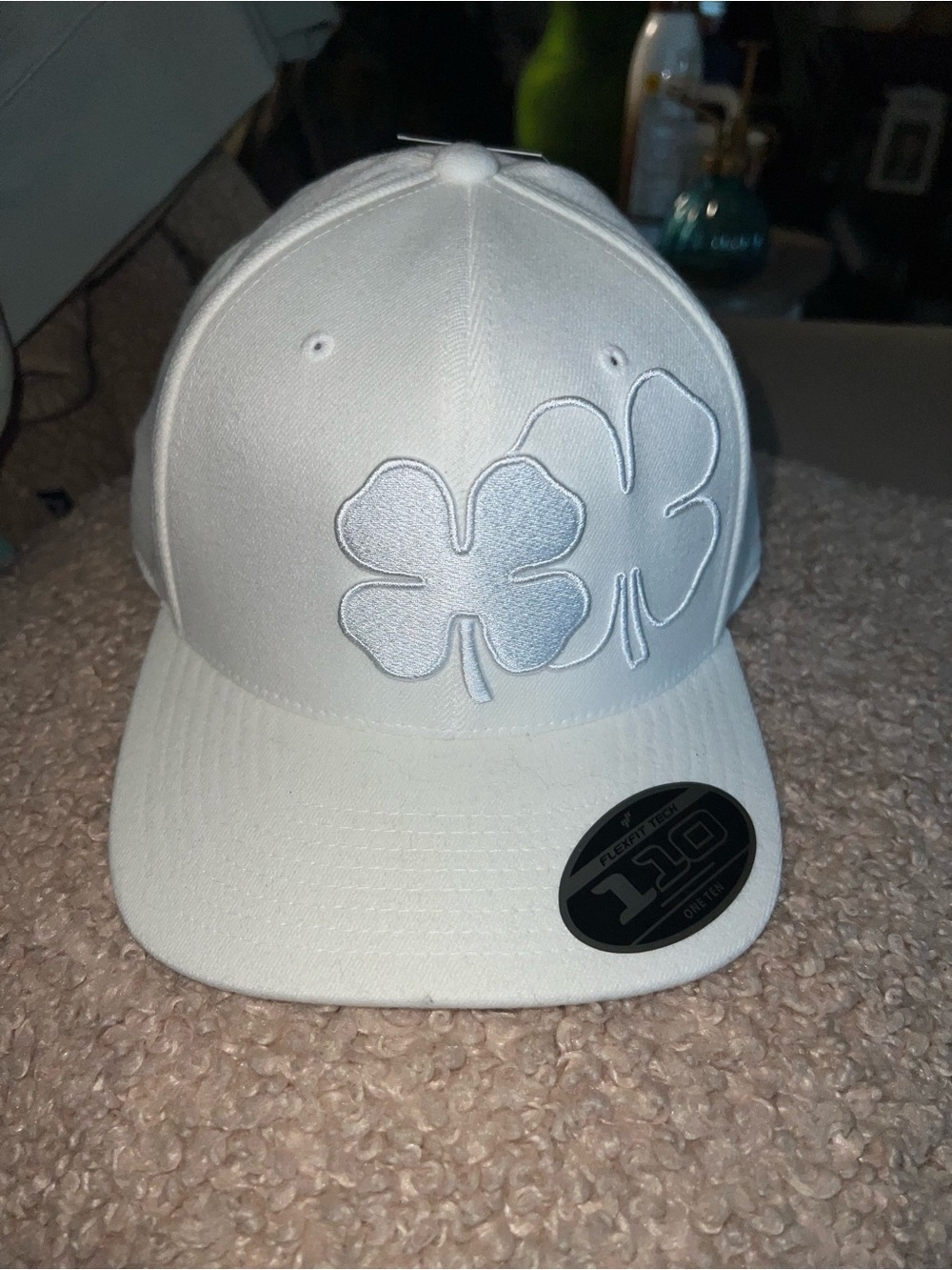 Embroidered Double Clover White Baseball Cap